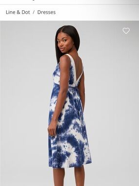 Line & Dot Navy and White Tie-Dye Sleeveless Midi Dress